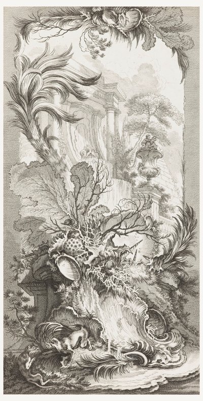 Rocaille (rococo ontwerp), in Nouveaux morceaux pour des paravents (Nieuwe concepten voor schermen) door François Boucher