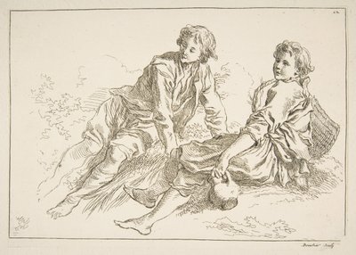 Blad met schetsen, 1753 door François Boucher