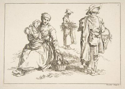 Blad met Schetsen, 1753 door François Boucher