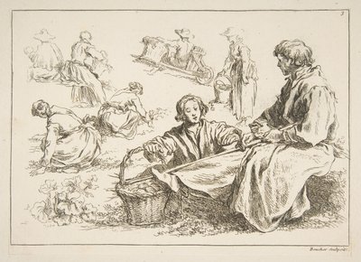 Blad met Schetsen door François Boucher