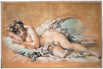 Slapende jonge vrouw, 1758 door François Boucher