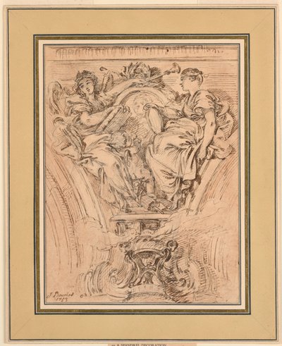 Spandrel Decoratie: Roem en Waarheid Applaudisseren Lodewijk XV door François Boucher