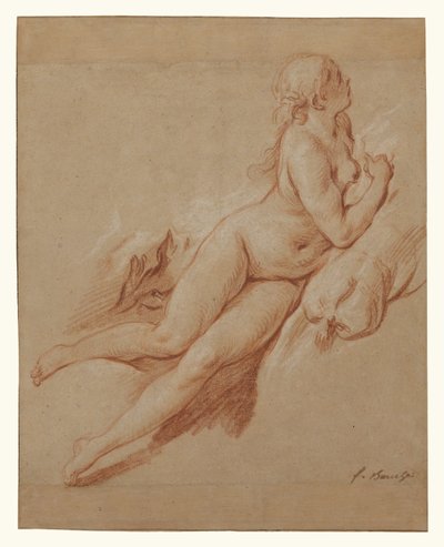 Studie van een liggend naakt door François Boucher