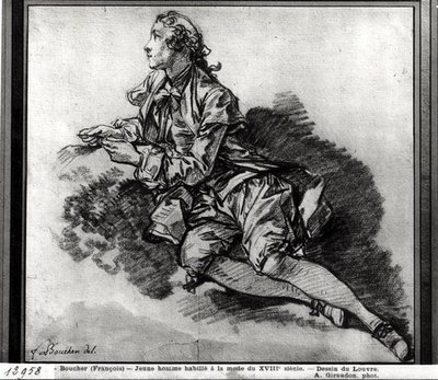 Studie van een Jonge Man door François Boucher