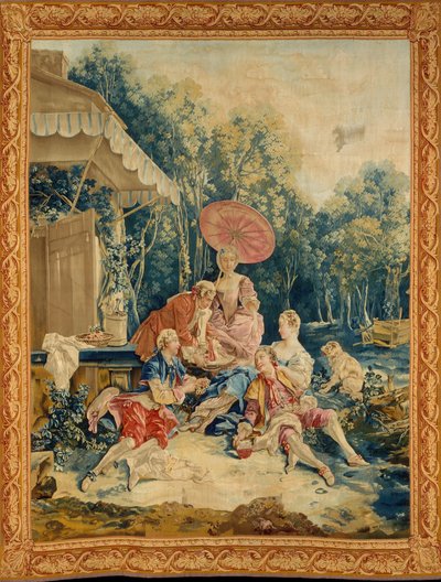 De maaltijd uit een reeks Italiaanse dorpsscènes door François Boucher