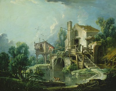 De Quiquengrogne windmolen bij Charenton, of de Charenton Windmolen, c.1750-60 door François Boucher