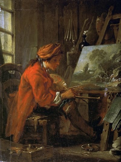 De schilder in zijn atelier Zelfportret, ca. 1730 door François Boucher
