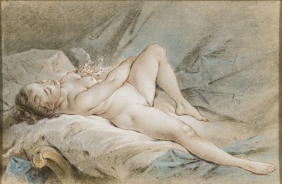 Venus speelt met twee duiven door François Boucher