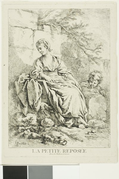 Rustende jonge vrouw door François Boucher