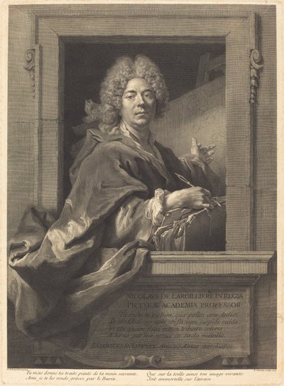 Nicolas de Largilliere door François Chereau I after Nicolas de Largillierre