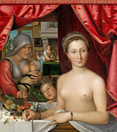 Frans:  Dame au bain Een dame in haar bad
Diane van Poitiers door François Clouet