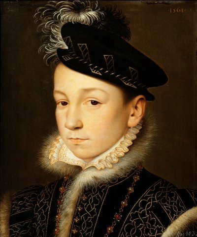 Portret van koning Karel IX van Frankrijk door François Clouet