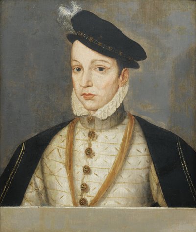 Portret van Koning Karel IX van Frankrijk 1550-1574, Eind 16e eeuw door François Clouet