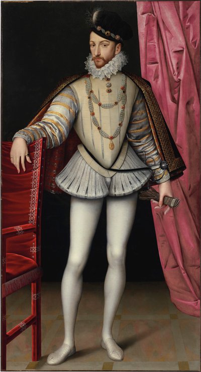 Portret van koning Karel IX van Frankrijk 1550-1574, ca. 1570 door François Clouet