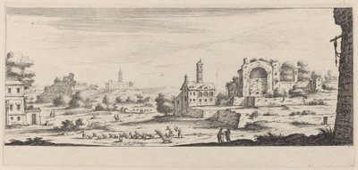 Uitzicht op de Zonnetempel in Rome door François Collignon after Israël Silvestre