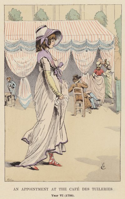 Een afspraak in het Café des Tuileries, Jaar VI, 1798 door François Courboin