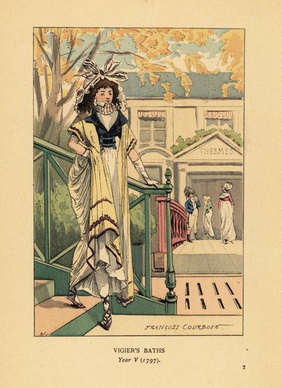 Modieuze vrouw of Merveilleuse voor de Bains Vigier of Vigier