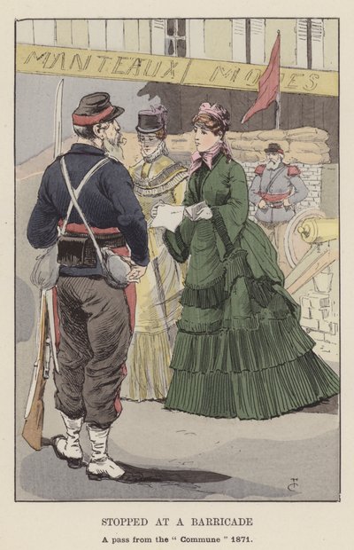 Gestopt bij een barricade, een pas van de Commune 1871 door François Courboin