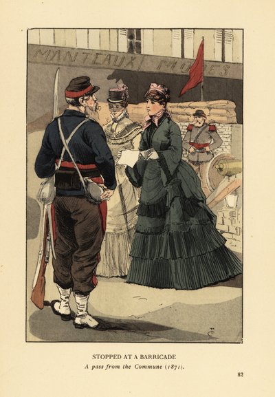 Gestopt bij een barricade, een pas van de Parijse Commune door François Courboin
