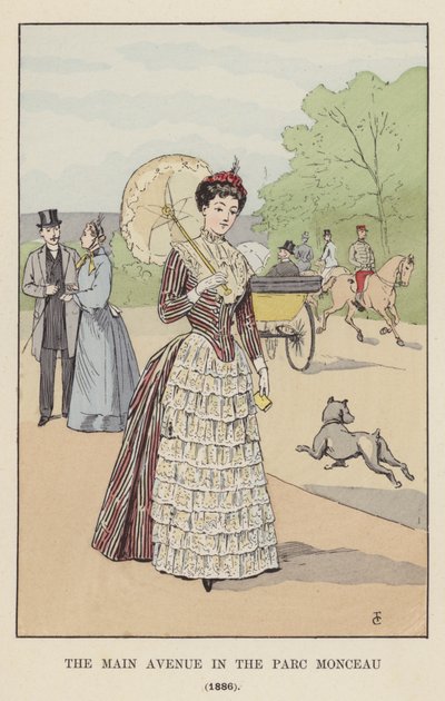 De hoofdlaan in het Parc Monceau, 1886 door François Courboin