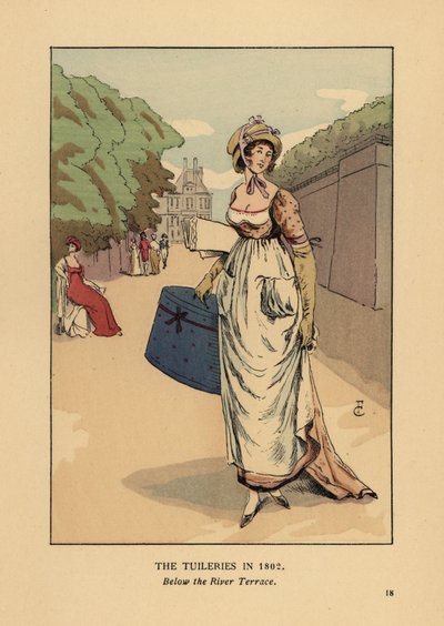wandelen in de Tuilerieën, onder het rivierterras door François Courboin