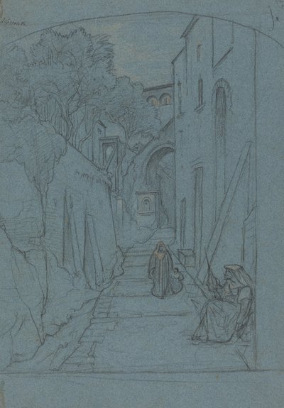 Uitzicht op een Straat in Sorrento door François Edouard Bertin