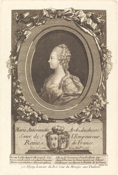 Marie-Antoinette door François Hubert after Honore Thomas Bligny