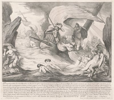 De Seconda Macchina voor de Chinea van 1742: Odysseus en de Sirenen door François Hutin