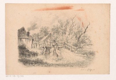 Landschap met brug door François Joseph Pfeiffer (II)