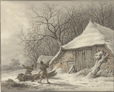 Winterlandschap met boerderij bij het Voorbroek te Terborg door François Joseph Pfeiffer (II)