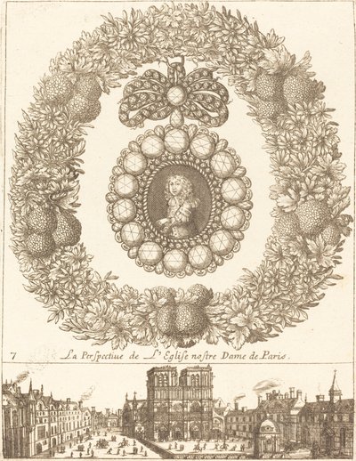 Het perspectief van de kerk Notre Dame de Paris door François Le Febvre