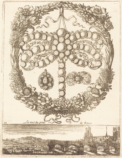 Het Uitzicht van de Brug van Rouen door François Le Febvre