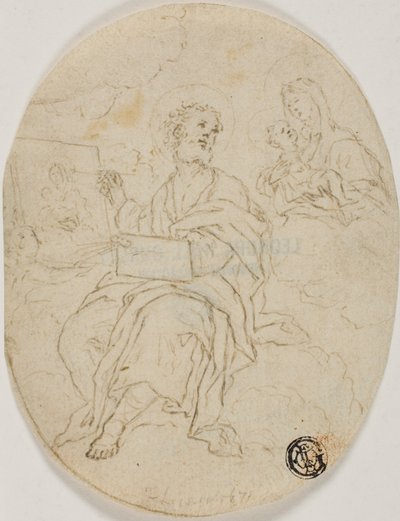 Sint Lucas schildert de Madonna met kind door François Le Moyne