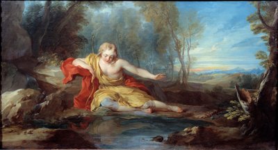 Narcissus die zijn reflectie aanschouwt door François Lemoyne