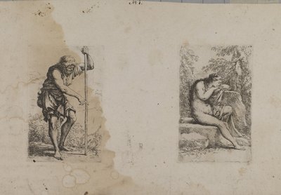Staande man met staf - zittende vrouw... door François Morel