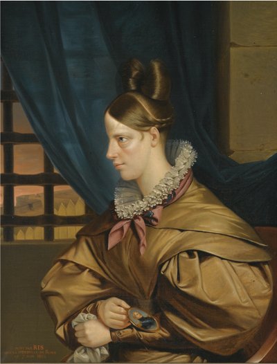 Hertogin de Berry gevangen in het kasteel van Blaye, eind jaren 1830 door François Nicolas Riss