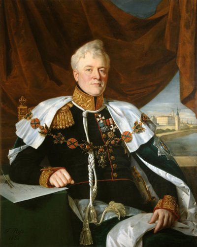 Portret van prins Dmitriy Vladimirovich Golitsyn 1771-1844, 1835 door François Nicolas Riss