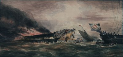 Brand van de Ocean Monarch, emigrantenschip, 24 aug 1848 door François Prince de Joinville D