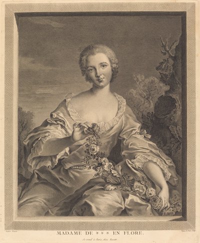 Mevr. XXX als Flora door François Voyez after Jean Marc Nattier