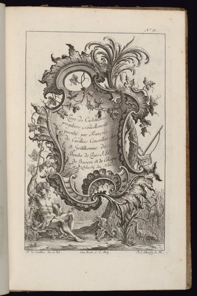 Cartouche met Palmboom, Livre de Cartouches Irréguliers (Boek van Onregelmatige Cartouches) door François de Cuvilliés the Elder