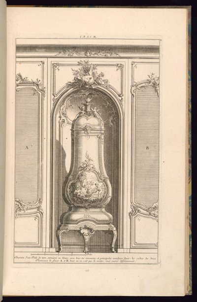 Ontwerp van een aardewerken kachel in wit... verschillend door François de Cuvilliés the Elder