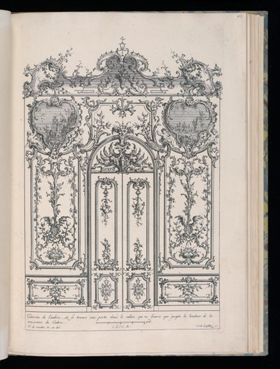 Muur met dubbele deur, Livre de Lambris (Boek van Lambrisering) door François de Cuvilliés the Elder
