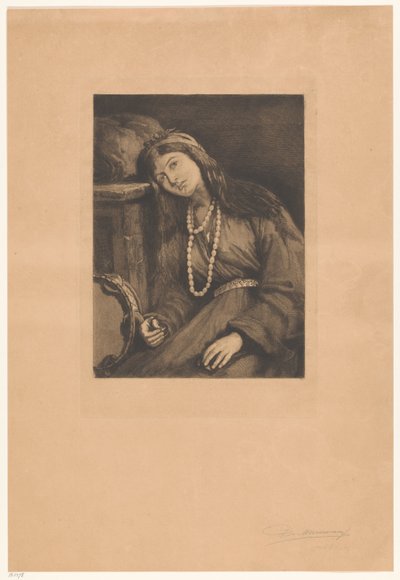 Rustende muzikante met castagnetten en tamboerijn (Mignon) door François de Meersman (signed by artist)