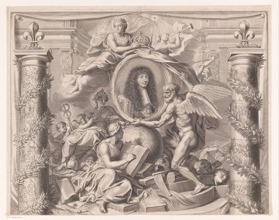 Allegorisch portret van Lodewijk XIV (bovenste deel) door François de Poilly (I)