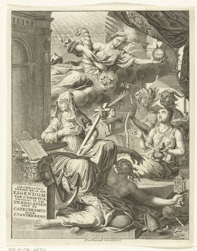 Allegorie met vrouwelijke personificaties van onder andere de waarheid en deugden en ondeugden door François van Bleyswijck
