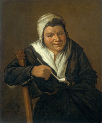 Een Vrouw die een Pijp Rookt door Frans (Follower of) Hals