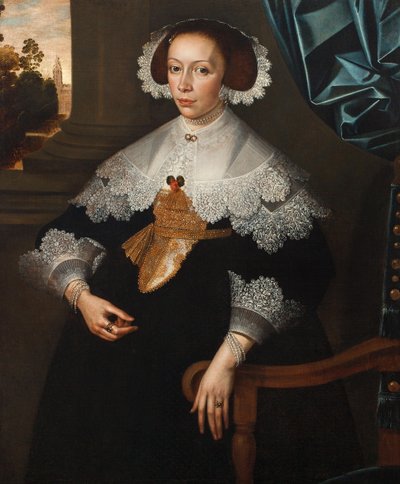 Portret van Florence-Marguerite de Renesse-Warfusée, Gravin van Grimbergen, 1641 door Frans Denys