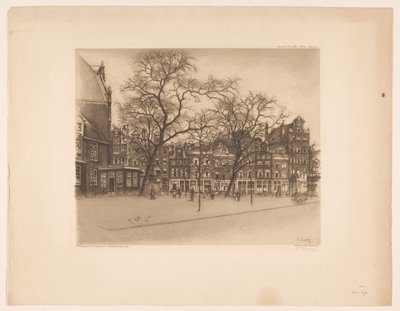 Gezicht op de Noordermarkt in Amsterdam door Frans Everbag (signed by artist)