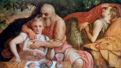 Lot en zijn dochters door Frans Floris