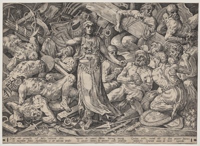 Overwinning omringd door gevangenen en trofeeën door Frans Floris the Elder